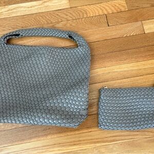 Faux leather woven bag